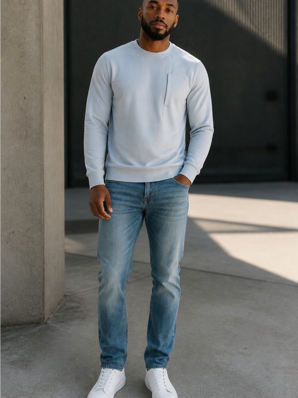 Men's Crewneck Sweatshirt - Slate Blue VRST-Size S